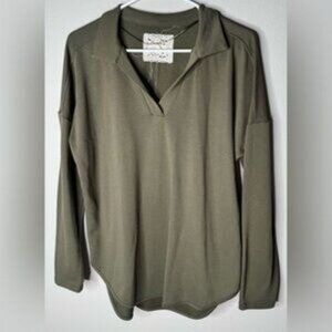 Cupio Green Lightweight Sweatshirt Size Large Long Sleeve Pullover Top